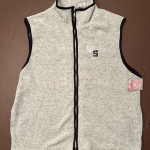 NWT Michigan State University Spartans gray fleece vest. Size large